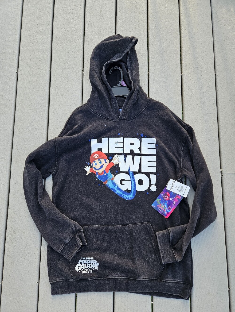 NWT Super Mario Galaxy Movie Boys Hoodie xxl 18 Black Mineral Wash Nintendo